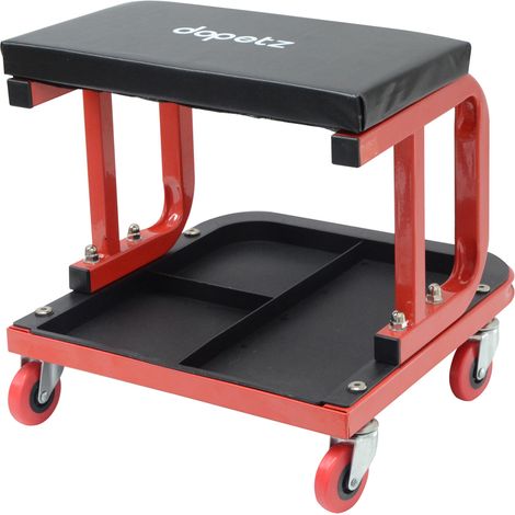 Dapetz ® Padded creeper trolley seat Mechanics Trolley Seat with Tool Tray and 4 Universal Casters Oil-Resistant Vinyl Covered Seat for Garage, Workshop, Auto Repair (1/5)