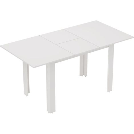 Table à manger extensible en MDF blanc laqué, 120-160 x 80 x 78 cm, pour 4-6 personnes (1/5)