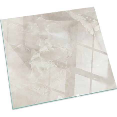 Plaque de protection en verre trempé pour cheminée protection contre les étincelles Motif marbre naturel Carrée 60x60 cm (1/5)