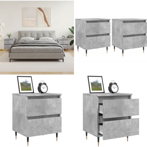 Nachttische 2 Stk. Betongrau 40x35x50 cm Holzwerkstoff - Beton Grau Nachttisch - Wohnzimmer Dekoration - Kommode - Schrank - Holzwerkstoff - Home & Living