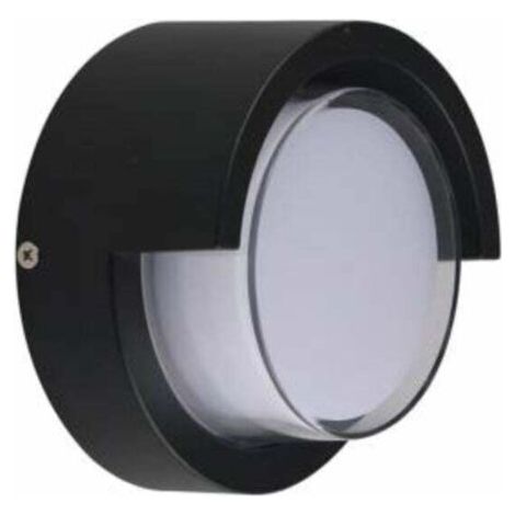 Applique Murale LED 12W Noire Ronde IP65 avec Cache - couleur chaude