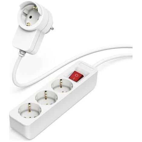 Multiprise 3+1 Prises 16A avec Interrupteur (Rallonge multiprises 1.4m, Bloc 3 Prises +1 sur Le connecteur, Type F Schuko, 3680W Max, Idéal Bureau PC luminaires Atelier Meuble TV Garage) Blan (1/5)