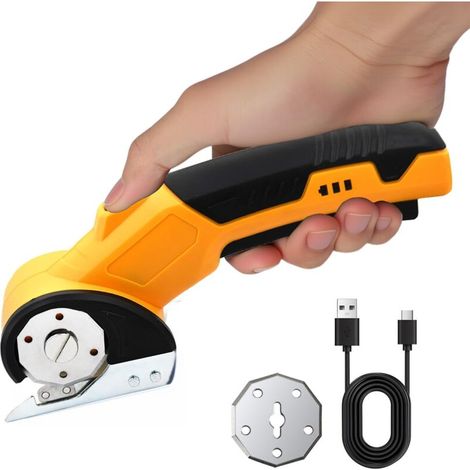 Ciseaux électriques sans fil rechargeables - Ciseaux cranteurs pour la - Cutter électrique rotatif 240 coups/min Verrouillage de sécurité pour carton, cuir, tissu, tapis, textile et plantes