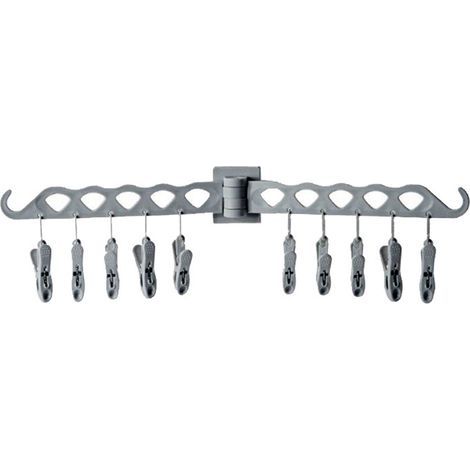 Kleiderständer mit mehreren Clips, Sockenclip, Kleiderständerhaken (grau) (1/5)