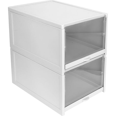 Schuhkarton PP Aufbewahrungsschublade Organizer Behälter Langlebiger Schrank für Zuhause 2 Stück Groß (33,2 x 25,8 x 18,3 cm) (1/5)