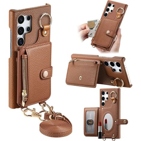 Custodia a libro e cinturino per Samsung Galaxy S25 Ultra - Marrone (1/5)