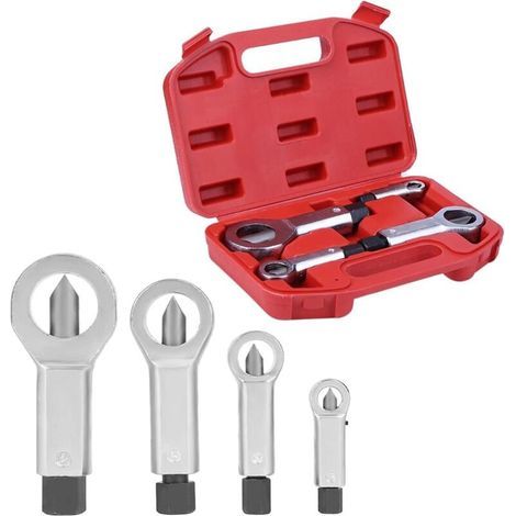 4pcs Casse Ecrou Voiture - À toute épreuve Extracteur Ecrou Séparateur de Boulons pour Enlever les écrous Cassés et Endommagés (9-12 mm 12-16 mm 16-22 mm 22-27 mm) (1/5)