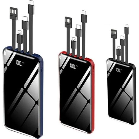 Banque D'alimentation 12000 Mah Avec Ports Usb Câbles Intégrés à Led Affichage à La Charge Rapide Q-dc110