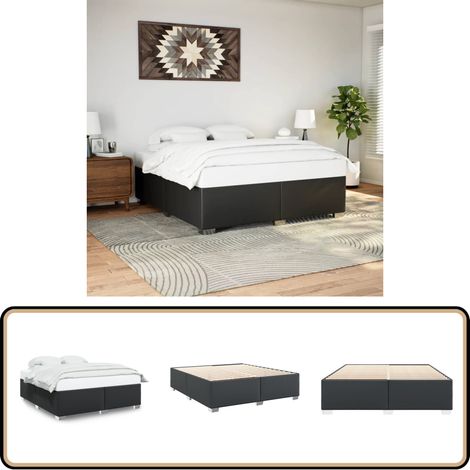 Bettgestell Schwarz 200x200 cm Kunstleder - Schlafzimmerbettwäsche - Doppelbett - Boxspringbett - Bettkasten - Bettrahmen