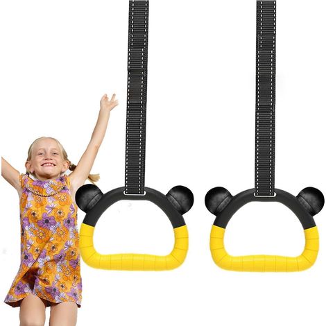 Lot de 2 anneaux d'exercice avec sangles, en forme d'ours mignons, équipement de musculation professionnel pour intérieur et extérieur