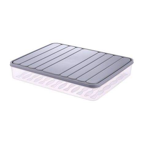 Réfrigérateur Boîte De Rangement avec Couvercle, Empilable Boite Jambon Frigo, Boîte Fraîcheur Alimentaire, pour Fruits/Légumes/Viande (gris,L) (1/5)
