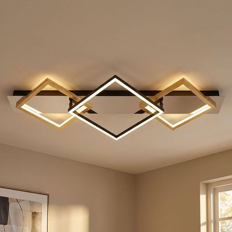 LED Deckenleuchte Deckenlampe Wohnzimmerlampe Metall verchromt gold L 78 cm