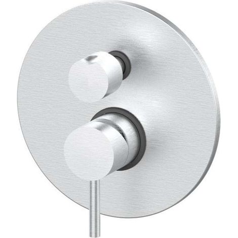 Monomando ducha empotrado de dos salidas en color acero cepillado con desviador rotativo Paffoni Light LIG018ST 2 salidas - Steel Looking (1/3)