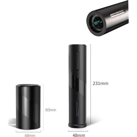 Lot de 3 tire-bouchons électriques pour vin et bière avec coupe-capsule magnétique, noir (1/3)