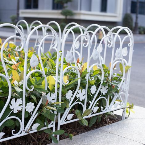 5pcs White Coated Metal Garden Fencing Panel Animal Barrier Folding Edge Wire Border (1/5)