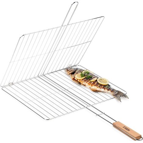 Grill Basket with Wooden Handle, 46x37 cm Metal (1/5)