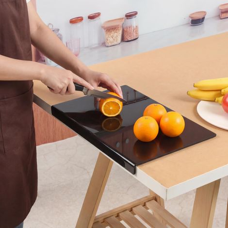 Planches à découper en acrylique - 40 x 30 cm - Protection de plan de travail avec bord d'arrêt - Tapis de découpe transparent - Planche à découper antidérapante pour le comptoir de la cuisine (1/5)