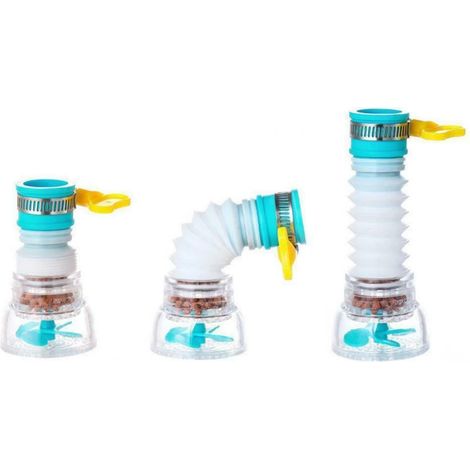 360° drehbarer Wasserhahn-Booster für Dusche und Küchenspüle, Wasserfilter-Düse mit Aktivkohlefilter, 1 Stück (Blau)