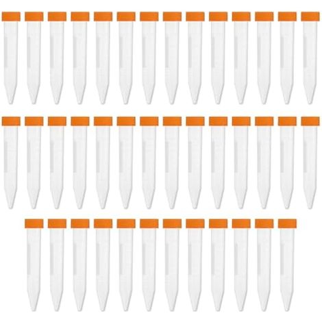 40 pièces Tubes à Centrifuger 10 ml, Tubes à Essai Coniques, Tubes à Centrifuger en Plastique Orange avec Bouchon à Vis Récipient à Echantillon, Gradué Tubes à Echantillon (1/4)