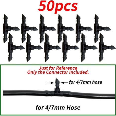 (E-50PCS-1/4'') Raccord cannelé 1/4'' pour tuyau d'arrosage 4/7 mm, micro-débit, arrosage goutte à goutte, connecteurs droits (1/5)