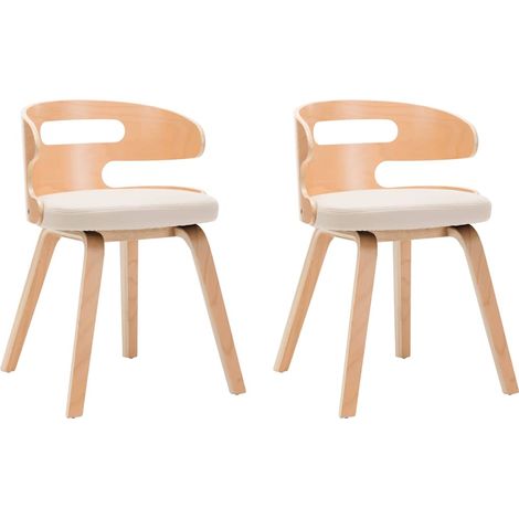 Maison Exclusive - Esszimmerstühle 2 Stk. Creme Bugholz und Kunst (1/5)