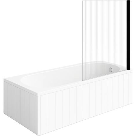 Bañera VILLEROY & BOCH O.Novo 160 x 70 cm blanca con brazo derecho + Mampara de baño AURYS Raywall negra mate con brazo derecho