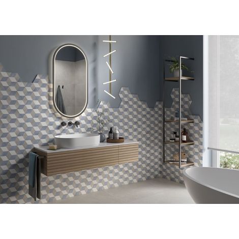 Carrelage Imitation Carreaux de Ciment HEXAGON 25x22 cm Cube Sky (1/2)