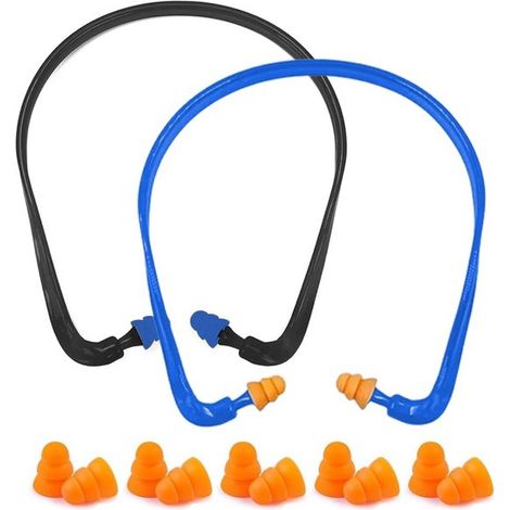 Tappi per le orecchie in silicone,2 pezzi Tappi per le orecchie antirumore,Riutilizzabili per dormire,14x14x1,4 cm,Nero e blu (1/5)