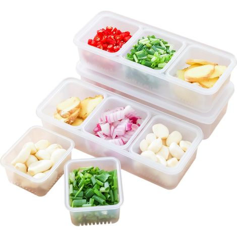Boîte de rangement compartimentée en 3 pièces avec couvercle, 9 compartiments, plateau de service compartimenté avec égouttoir et passoires amovibles,(sucreries, fruits, légumes et ingrédients). (1/5)