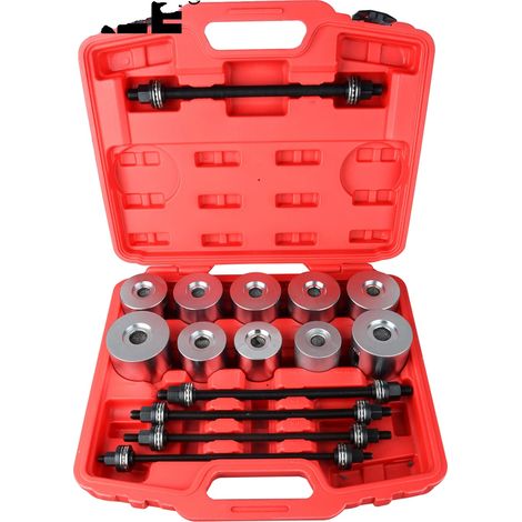 Kit de herramientas para extracción y prensado de manguitos, material de acero, 27 piezas, peso 1,6 kg, compatible con coches y furgonetas, incluye pasadores de extracción y manguitos de prensado. (1/5)