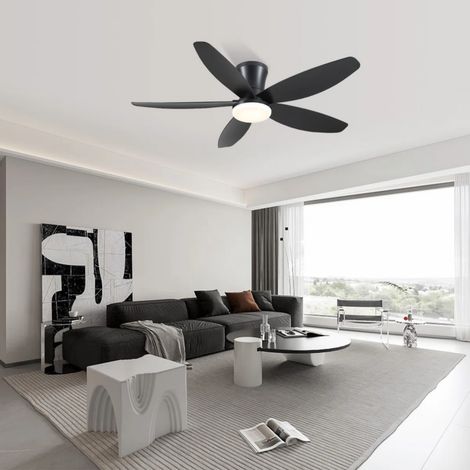 Kviflon ventilateur de plafond LED noir 122 cm, moteur DC silencieux