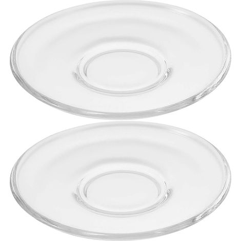 Lot de 2 soucoupes rondes en verre transparent, assiettes décoratives pour le café ou les en-cas-8.50X8.50X1.20CM-Transparent Color (1/3)