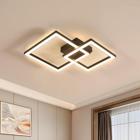 COMELY Brushed Metal Double Frame Ceiling Light, 36W, 3000K Warm White, 49x35cm, Modern Industrial for Living Room, Bedroom, Hallway