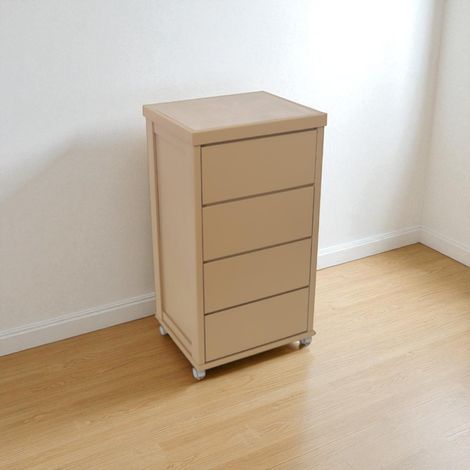 Carrello salvaspazio in legno faggio con cassetti LANDHELL Tortora (1/3)