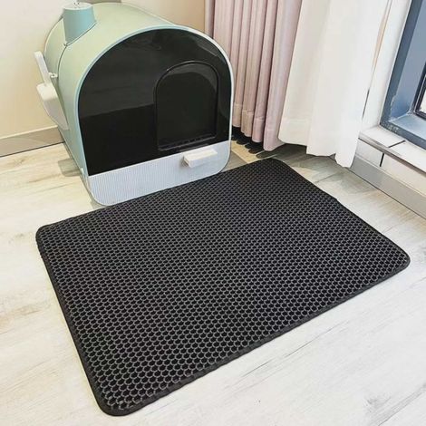 Extra große Katzenstreumatte, verdickt und strapazierfähig, wasserdicht und rutschfest, waschbar, Haustier-Bodenschutz, geeignet für Katzentoiletten. (1/5)
