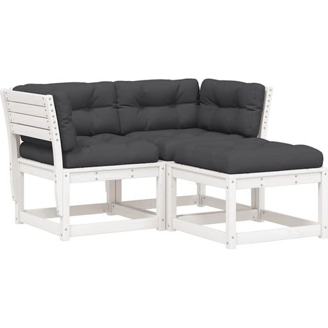 Maison Exclusive - 3-tlg. Garten-Sofagarnitur mit Kissen Weiß Mas