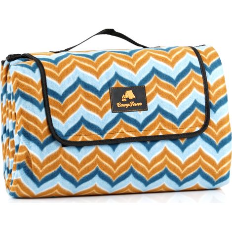 CampFeuer Manta de picnic impermeable 200x200 cm  azul/marrÃ³n  estampado: zigzag