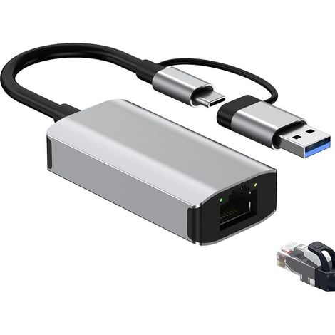 Adaptateur Ethernet USB C USB 3.0 RJ45 Gigabit 1000 Mbps Aluminium (1/5)