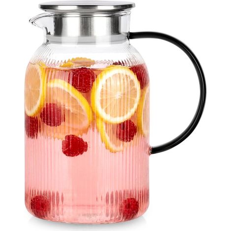 Glaskrug mit Deckel, 1,5 l, Borosilikatglas, Sieb (1/5)
