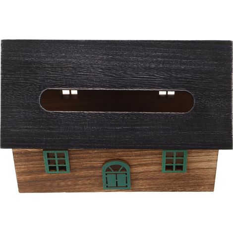 Boîte à Mouchoirs en Bois Massif Petit Format Distributeur de Serviettes de Table Décoratif Style Campagnard Rangement pour Mouchoirs pour Salon Bureau Salle de Bain – 1 Pièce (1/5)