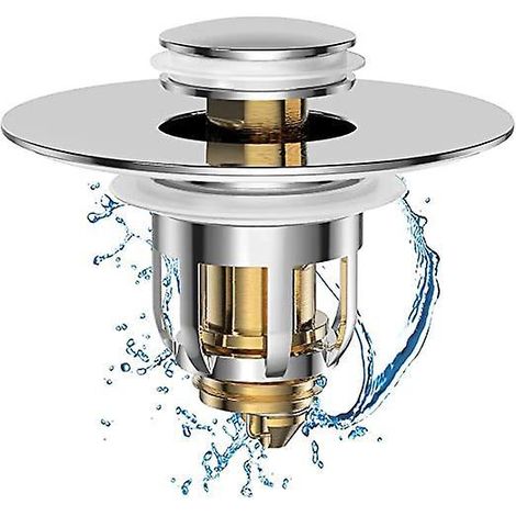 Pop-up-Spülbeckenablauf, universeller Pop-up-Spülbeckenablauf mit Verstopfungsschutzfilter, Haar- und Geruchsfilter für 26–42 mm Abflusslöcher (1/5)
