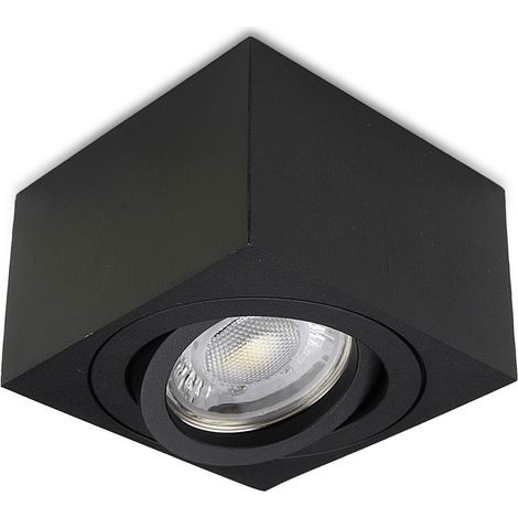 Flacher Aufbaustrahler schwarz eckig für LED-Modul schwenkbar Deckenleuchte (1/5)
