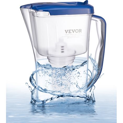 Carafe Filtrant 9 Tasses, Pichet Filtrant Capacité de Filtre 150 L à 5 Étages, Distributeur d'Eau Sûr sans BPA, Réduisant le Calcaire, le Plomb, le Chlore et les Odeurs, pour Maison Bureau (1/5)