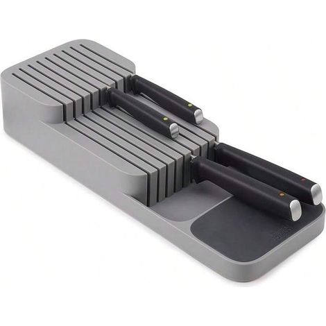 Porte-couteaux de type tiroir, pouvant contenir jusqu'à 9 couteaux, rangement compact pour la cuisine et les tiroirs, gris. 39,5 x 14 x 7,4 cm (1/5)