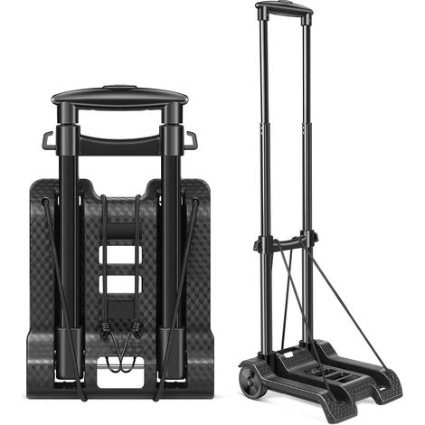 carrito plegable, 2 ruedas, diseño compacto, base de polipropileno, capacidad de 50 kg, para viajes, compras y uso en la oficina. (1/5)