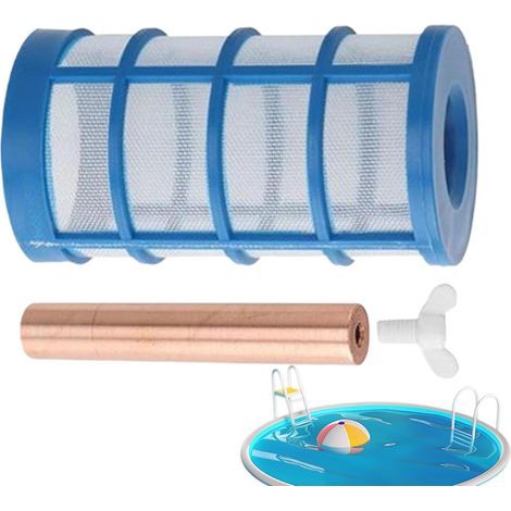 Remplacement de l'ioniseur solaire de piscine Purificateur d'eau flottant à anode solaire en cuivre Filtre à panier et vis inclus, remplacement de la piscine (1/4)