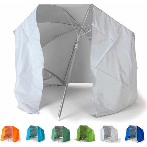Ombrellone mare portatile moto leggero alluminio spiaggia tenda 200 cm Piuma - Bianco - Silver