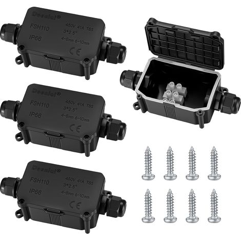 4 Pièces Boîte de Jonction étanche IP66, Boite de Derivation Etanche Exterieur, Connecteur de Câble 2 Voies Connexions PG9 pour Câble Ø3-8mm Ø6mm-10mm (1/5)
