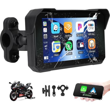 Wireless Portable Screen and Android Auto for Motorcycle, GPS Navigation for Motorcycles, 5 Inch Touch Screen with Bluetooth, Waterproof IP68 Stereo for Motorcycles (1/5)