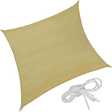 Voile d'ombrage Protection UV Solaire Toile tendue Parasol carré Jardin Plage de Sable 5,4X 5,4m (1/5)